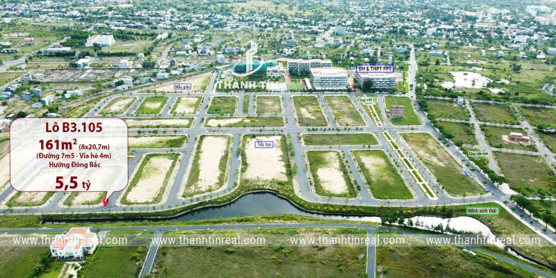 Bán Góc lô đất nền biệt thực đối diện kênh sinh thái giá tốt tại FPT Đà Nẵng