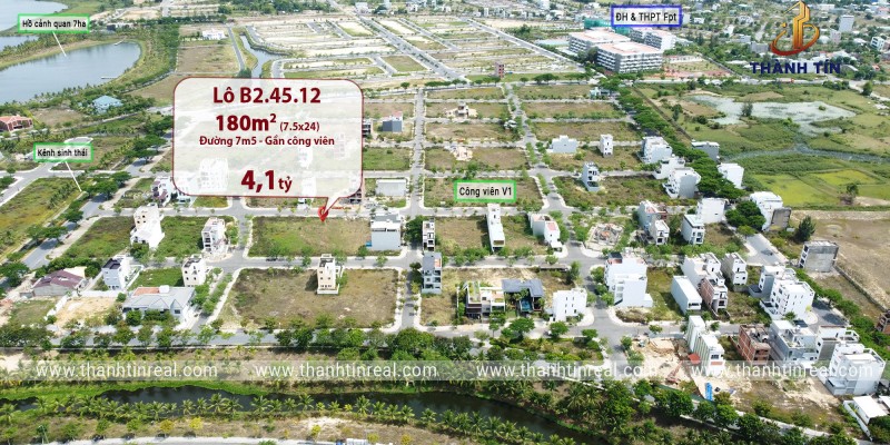 Bán lô đất 180m2 tại FPT Đà Nẵng Gần công viên trung tâm - Giá chỉ 4,1 tỷ